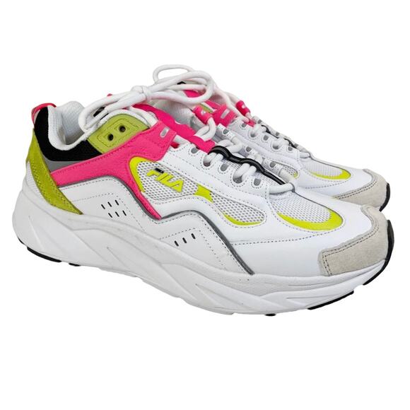 NWT FILA Women's Trigate Plus Sneaker White Safety Yellow Size 10 New - Picture 1 of 7
